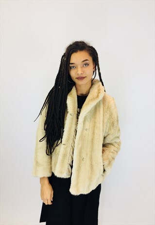 VINTAGE 80S FAUX FUR COAT