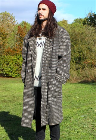 VINTAGE 80S FULL LENGTH WOOL JACKET COAT DOOR PEAKY MEDIUM