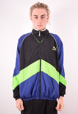 PUMA MENS VINTAGE TRACKSUIT TOP JACKET LARGE MULTI 90S