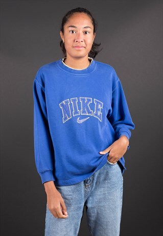 BLUE BIG LOGO SPELL OUT NIKE SWEATSHIRT