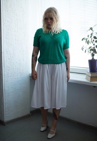 VINTAGE 80'S GREEN SHORT SLEEVED KNITTED TOP