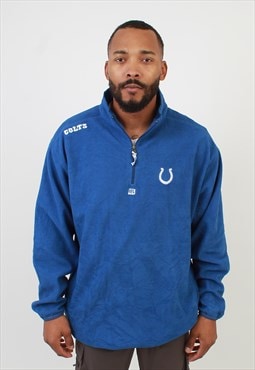 Men's Vintage NFL Colts Blue Zip Neck Fleece Sweater