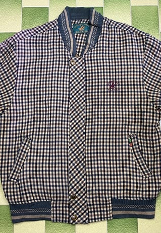 BHPC Beverly Hills Polo Club Checkered Jacket Full Zip Snap Fits Size M Adult