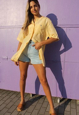 Vintage Yellow Shirt with Short Sleeves 