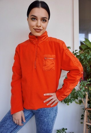 VINTAGE RED FLEECE SLICKER HALF ZIP TOP