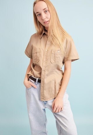90'S RETRO NEUTRAL MILITARY STYLE SHIRT BLOUSE TOP