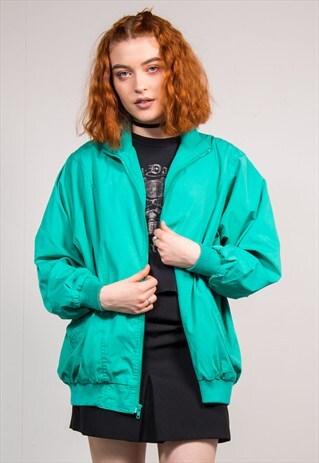 VINTAGE 90'S GREEN BOMBER STYLE JACKET