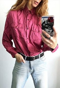 Magenta Pink Button Up Oversized Shirt 