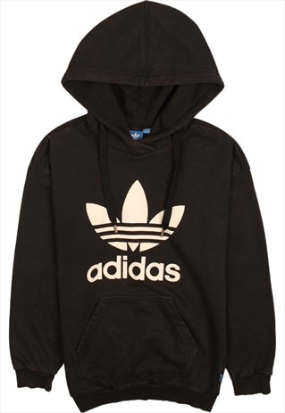 Vintage 90's Adidas Hoodie Spellout Pullover Black XSmall