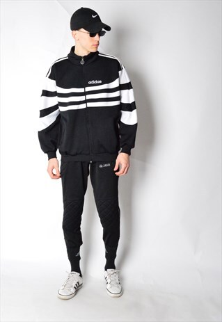 VINTAGE 90S BLACK AND WHITE ADIDAS TRACK JACKET
