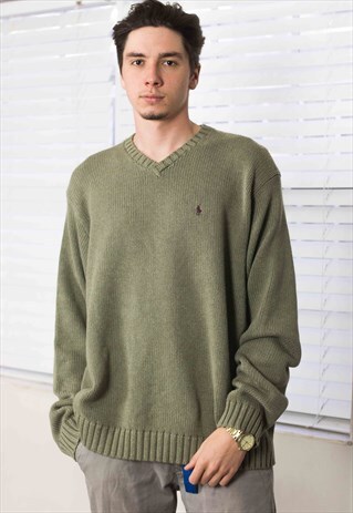 VINTAGE POLO RALPH LAUREN SWEATER JUMPER LOGO 90S XXL 32.2