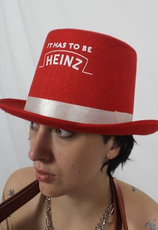 VINTAGE LIMITED EDITION 1980S RED WHITE HEINZ BUCKET TOP HAT