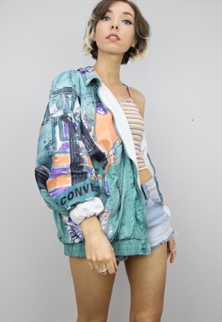 VINTAGE 80S 90S OVERSIZED FESTIVAL SHELL JACKET