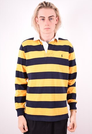 POLO RALPH LAUREN MENS VINTAGE RUGBY POLO SHIRT MEDIUM 90S