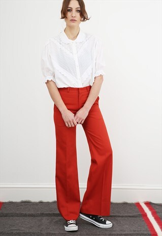 70S VINTAGE RED FLARED TROUSERS