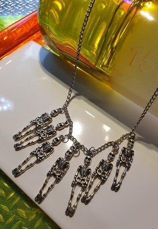 SILVER TONE SKELETON NECKLACE