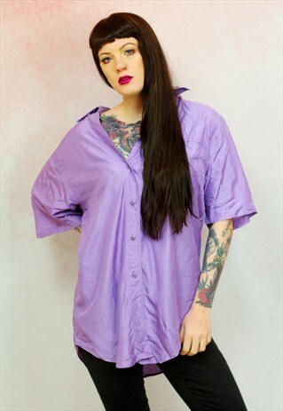 1990S VINTAGE LILAC PURE SILK OVERSIZED SHIRT