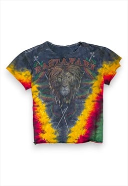 Rastafarian lion Jamaican flag colours tie-dye t-shirt