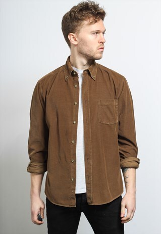 VINTAGE CORDUROY CORD SHIRT BROWN