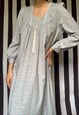VINTAGE 80S LONG PRAIRIE BLUE NIGHTDRESS WITH LONG SLEEVES