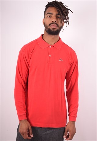 ROBE DI KAPPA MENS VINTAGE POLO SHIRT LONG SLEEVE LARGE RED