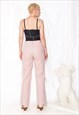 VINTAGE Y2K BIBA FLARE TROUSERS IN PASTEL PINK