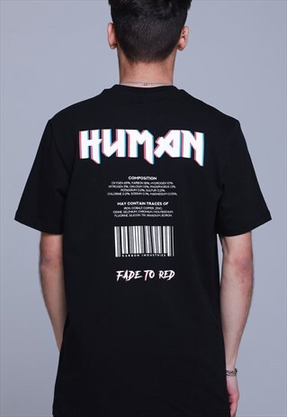 BLACK REGULAR FIT T-SHIRT WITH BACK GRAPHIC