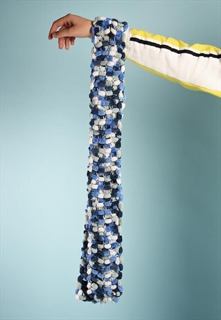 VINTAGE Y2K KNITTED BOBBLE SCARF IN MULTICOLOR