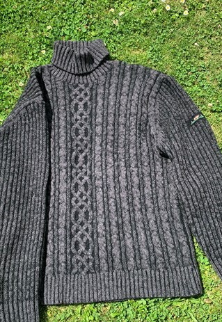 MISE AU GREEN VINTAGE JUMPER GREY HIGH COLLARD