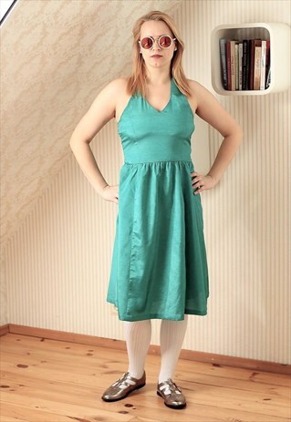 GREEN HALTERNECK VINTAGE DRESS
