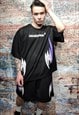 GRAFFITI MESH TRACKSUIT GYM SHORTS RAVER TRANSPARENT BLACK