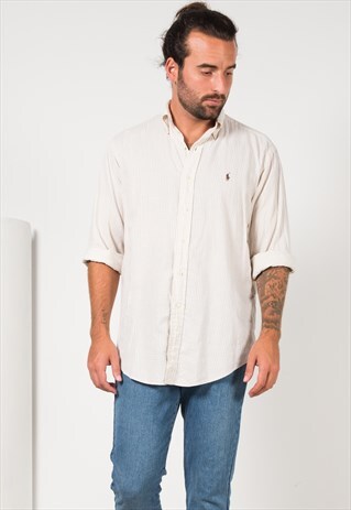 VINTAGE 80'S POLO RALPH LAUREN COTTON SHIRT / S4247