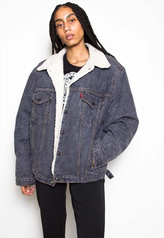 VINTAGE 90S LEVI'S SHEEPSKIN DENIM JACKET ID:5152
