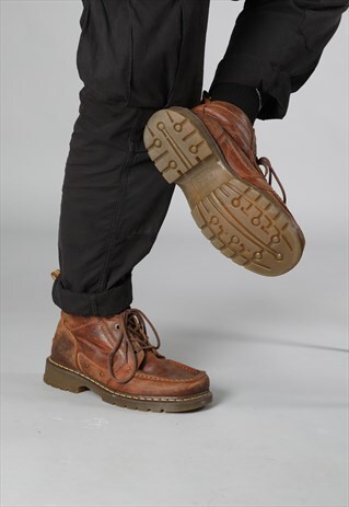 VINTAGE DR MARTEN AIR WEAR BROWN LEATHER ANKLE BOOTS