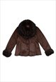Vintage Y2K 00s brown suede penny lane jacket with faux fur 