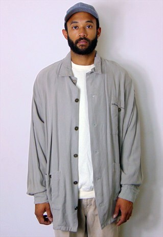 90S MINIMALIST LUXURY TAUPE SILK FEEL BARN JACKET XL