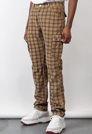VINTAGE 90'S CORDUROY CHECK CARGO PANTS