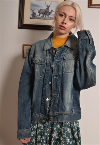 VINTAGE 90S DIESEL OVERSIZE DENIM JACKET IN INDUSTRIAL FADE