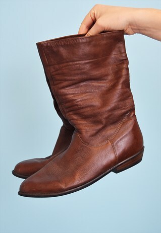 70'S RETRO MOD STYLE FAUX LEATHER FLAT BOOTS