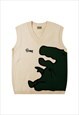 DRAGON PATCH SLEEVELESS SWEATER FLUFFY KNITWEAR GILET JUMPER