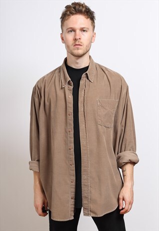 VINTAGE CORDUROY CORD SHIRT BROWN