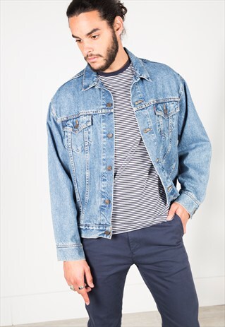 VINTAGE 80'S LEVI'S PATCHED DENIM JACKET / S0089