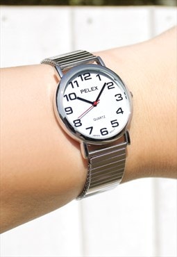 Silver Watch with Expander Strap