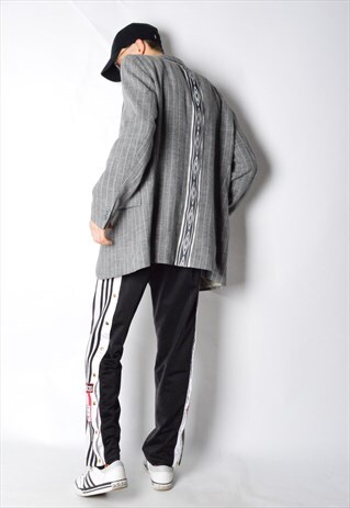 REWORKED VINTAGE 90S GREY STRIPED LINEN BLEND BLAZER X UMBRO
