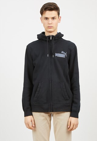 VINTAGE BLACK PUMA ZIP HOODIE TRACK JACKET