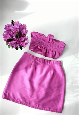 80's Pink Mini Skirt & Bandeau Top Set