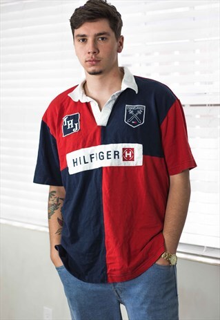 VINTAGE TOMMY HILFIGER SHIRT LOGO 90S L 14.9