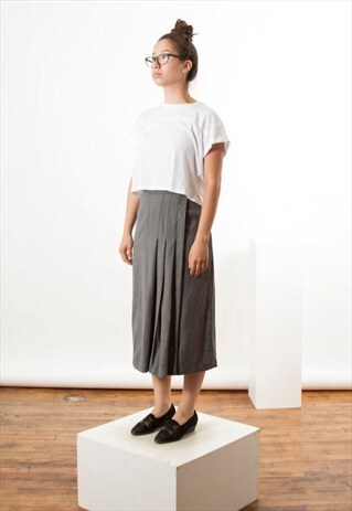 HIGH WAISTED WOOL SKIRT / FLARE GREY SKIRT