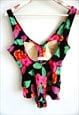 VINTAGE 90S ONE PIECE SWIMWEAR SWIMSUIT FLORAL FLOWERS