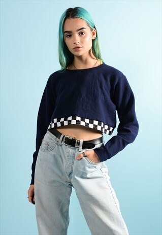 CHECK BOARD CROP SWEATSHIRT